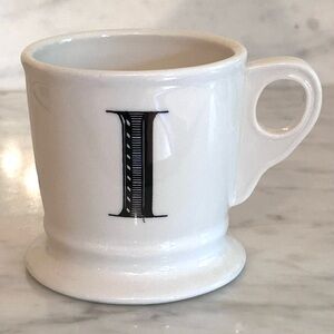 Anthropologie Monogram “I” Initial Shaving Coffee Mug, in separate listing T, J